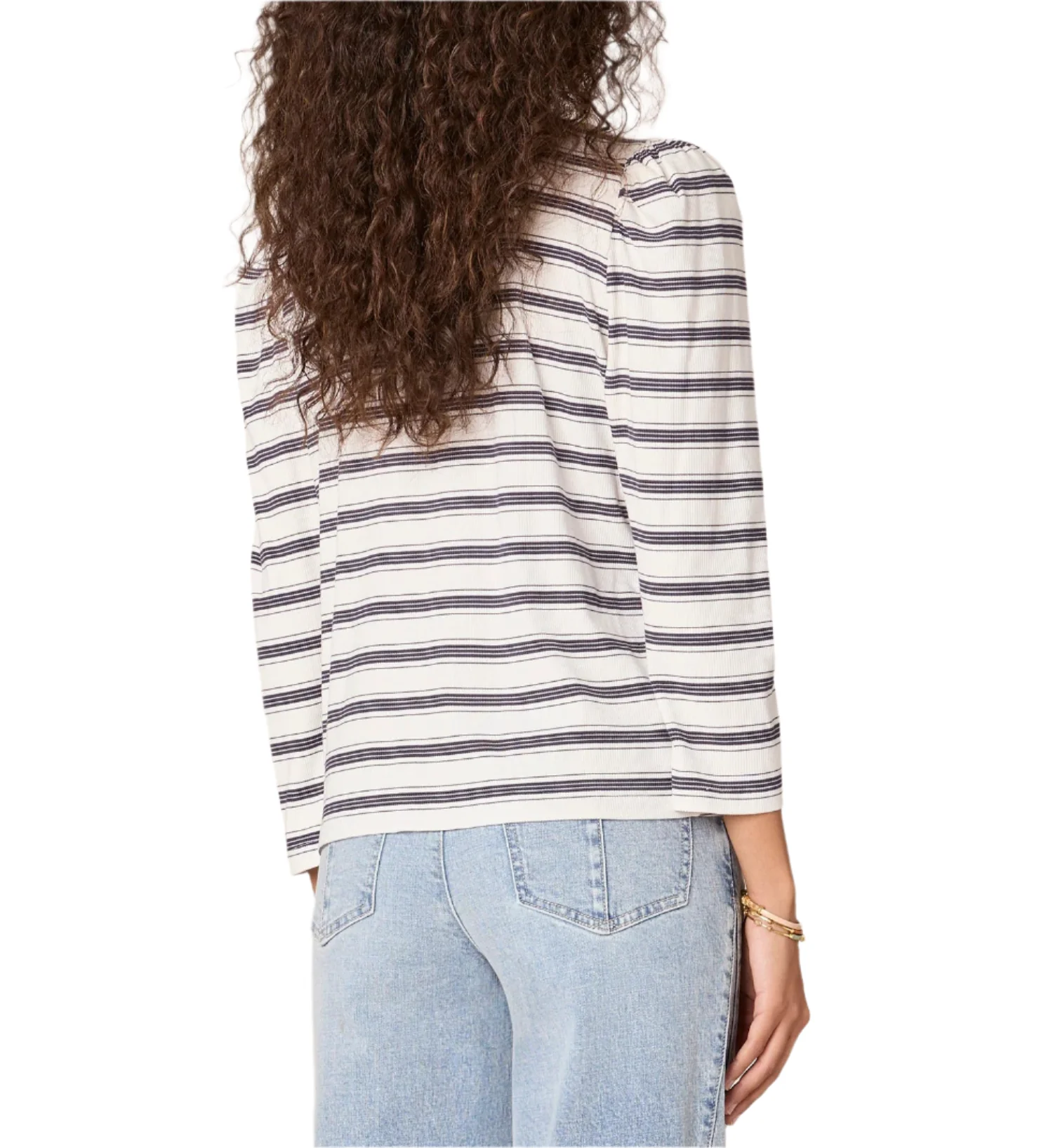 Democracy Womens Lace Up Stripe Long Sleeve Top - Image 3