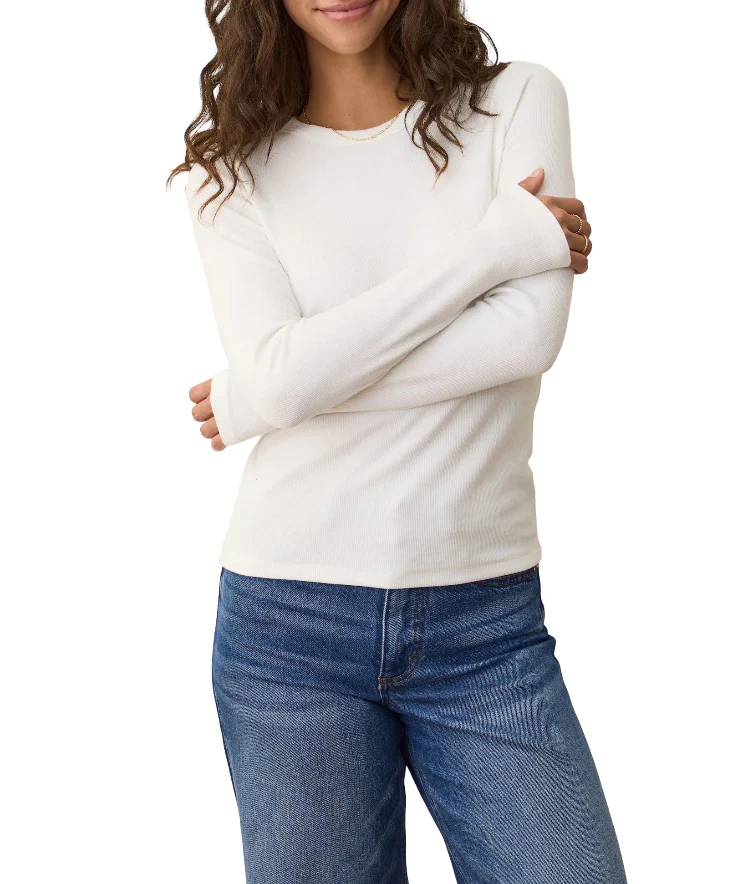 Marine Layer Womens Lexi Rib Sun-In Crew Long Sleeve T-Shirt