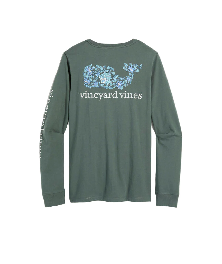 Vineyard Vines Womens Edie Floral Dynamic Whale Pocket Long Sleeve T-Shirt - Image 2
