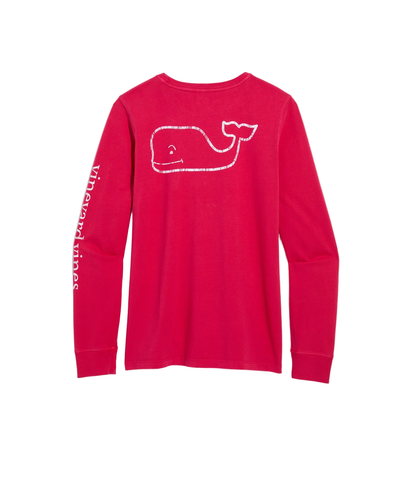 Vineyard Vines Womens Garment-Dyed Vintage Whale Long-Sleeve Pocket T-Shirt