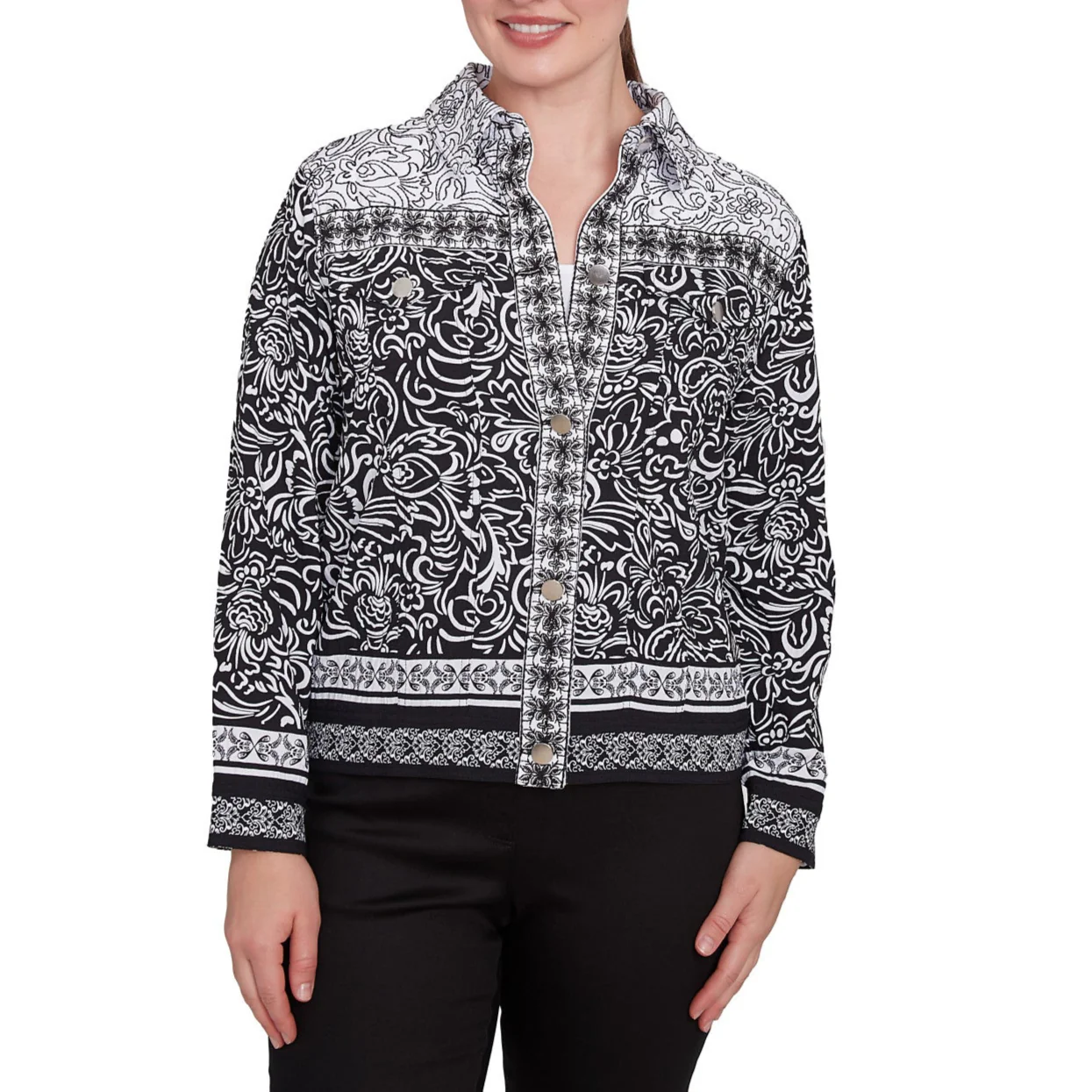 Ruby Rd. Womens Abstract Botanical Luxe Voile Jacket