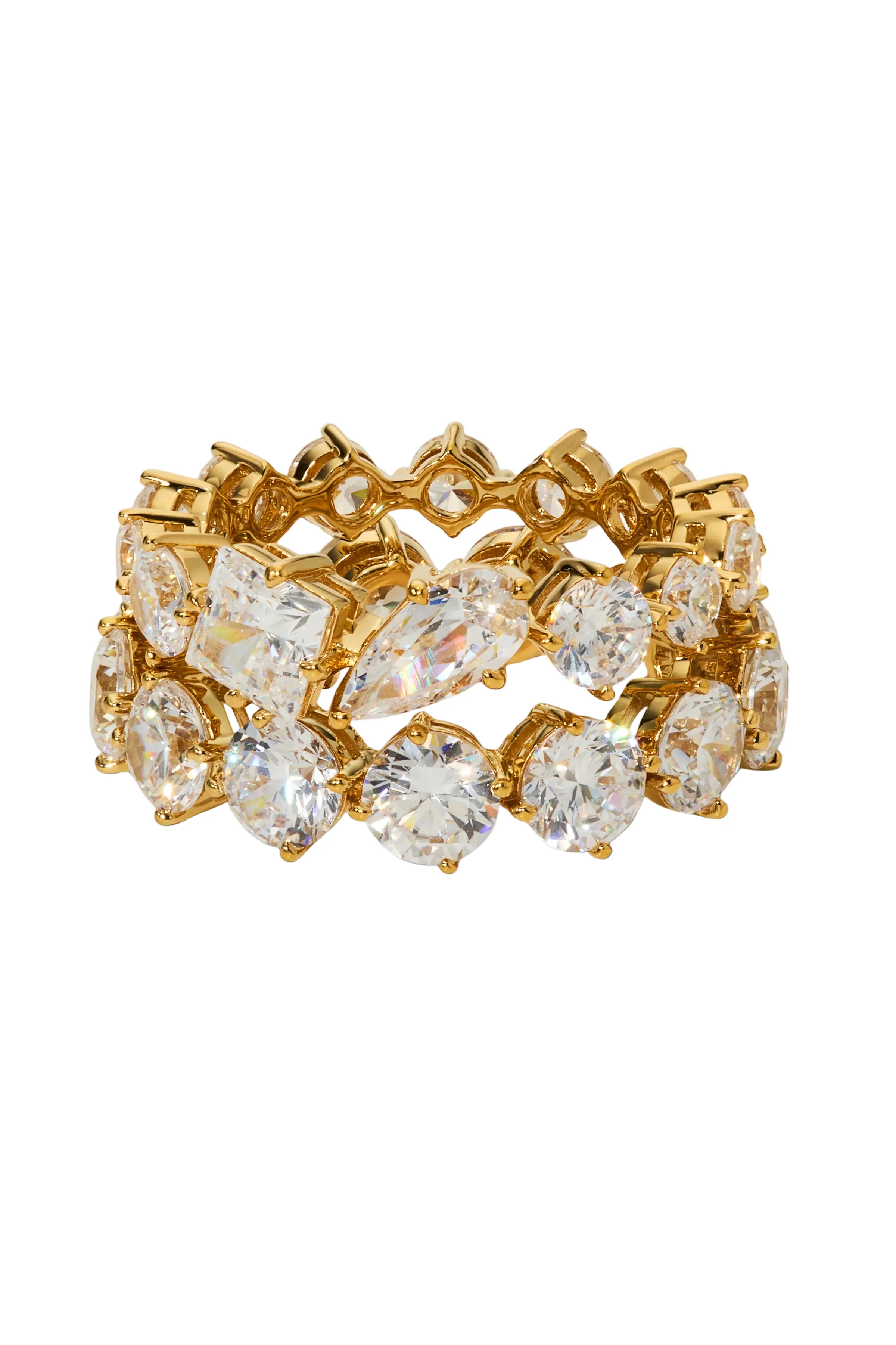 Nadri Lucia Mixed Cubic Zirconia Gold-Plated Ring Set - Size 8