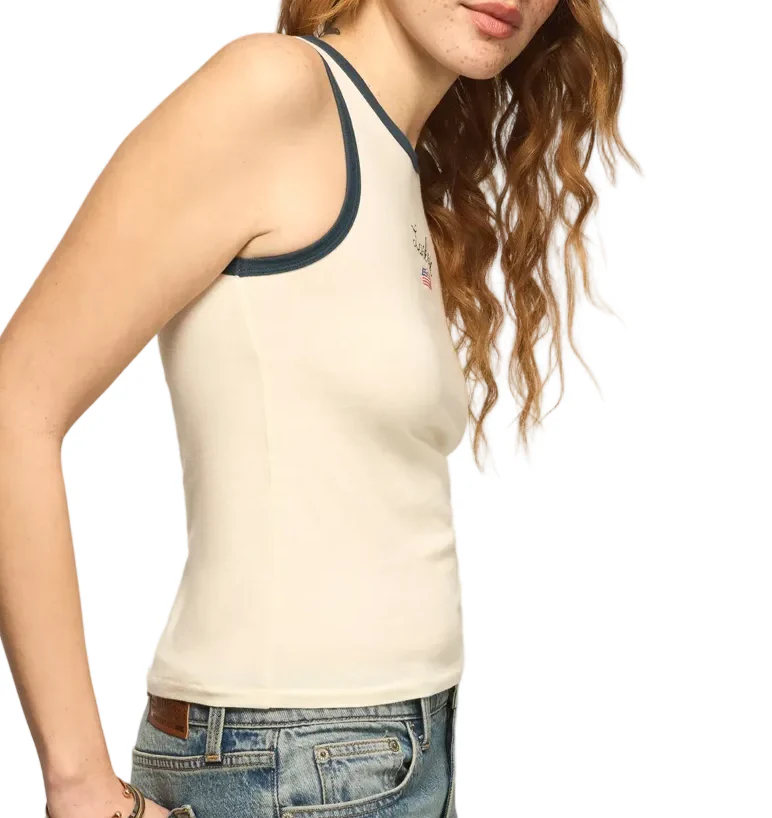 Lucky Brand Womens Lucky American Flag Ringer Tank Top - Image 2