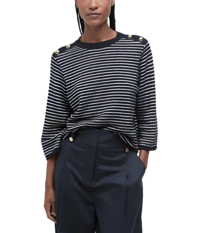 Barbour Womens Macy Striped Crew Neck Jumper Sweater - Image 2