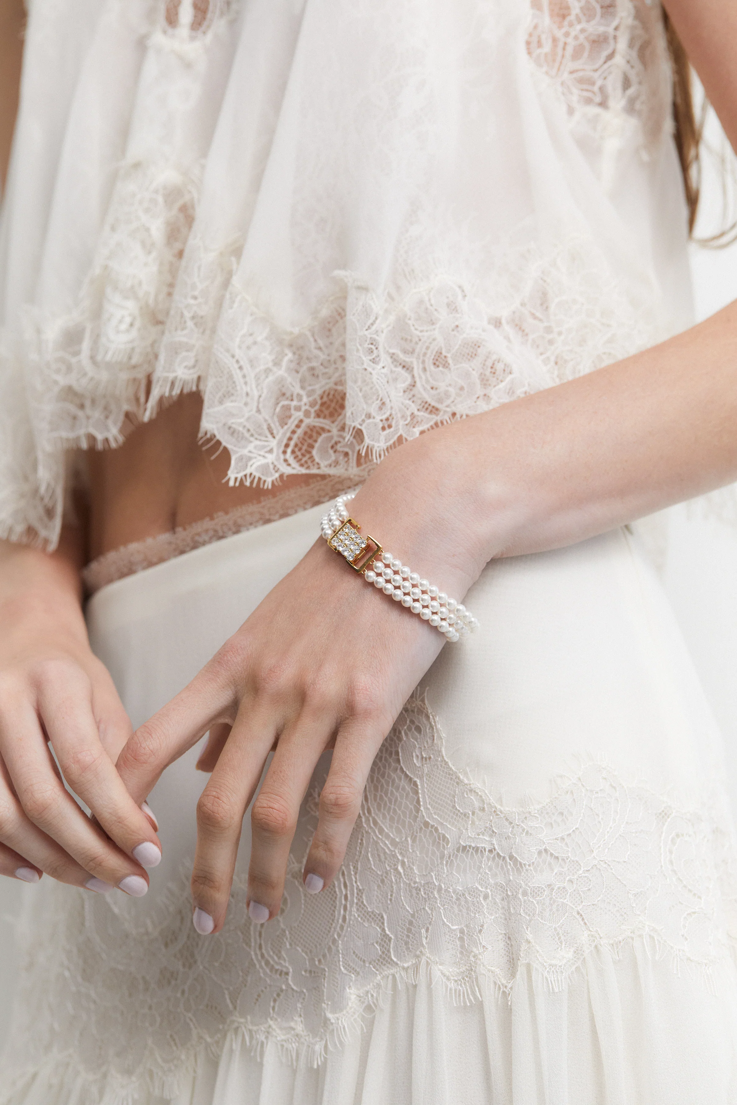 Nadri Madrid 4mm Pearl 3 Row Bracelet - Image 2