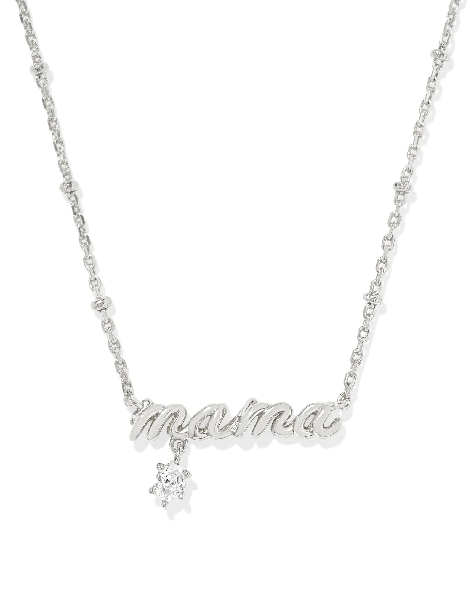 Kendra Scott Mama Crystal Short Pendant Necklace - Silver Plated
