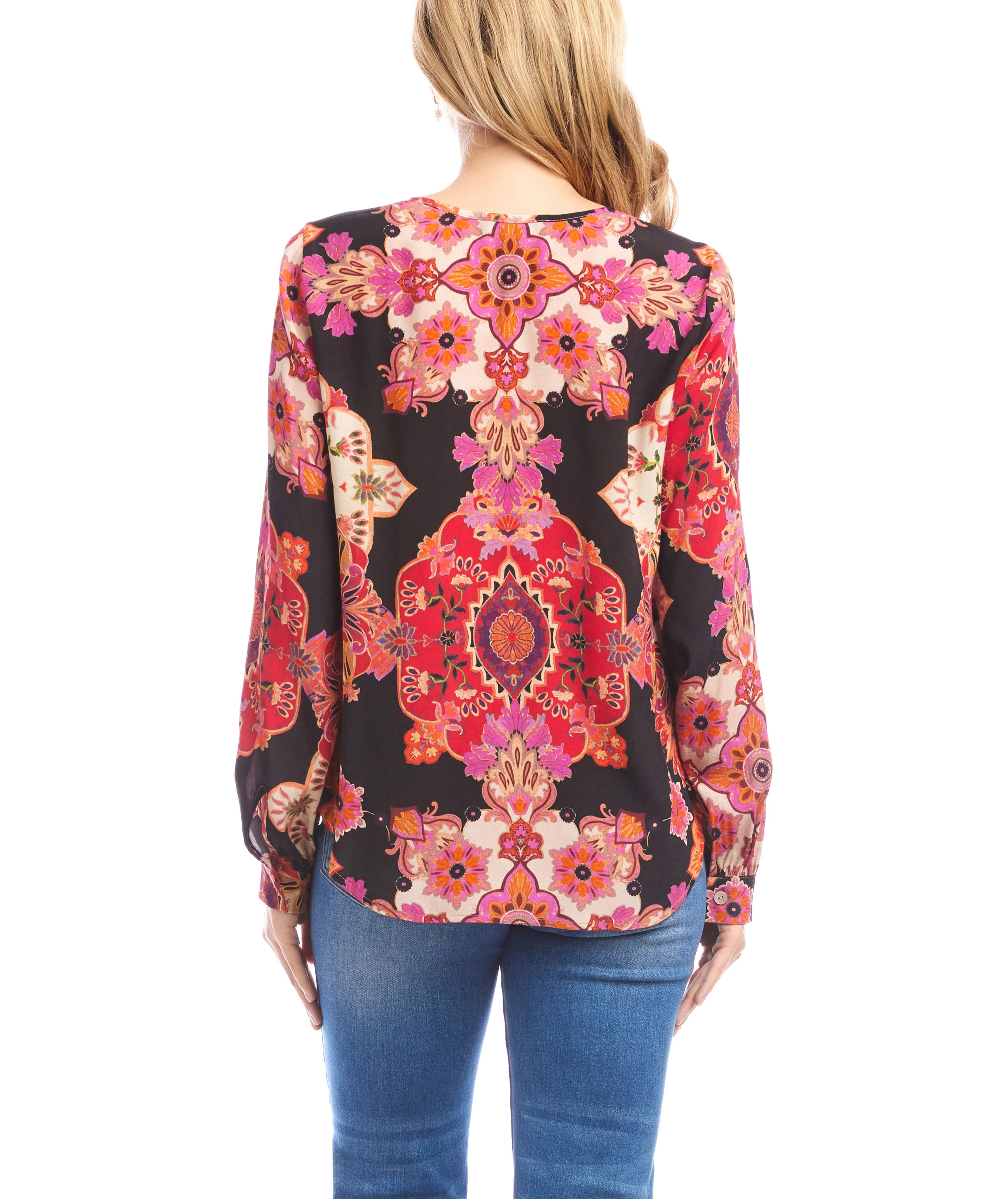 Karen Kane Womens Long Sleeve Shirred Blouse - Image 3