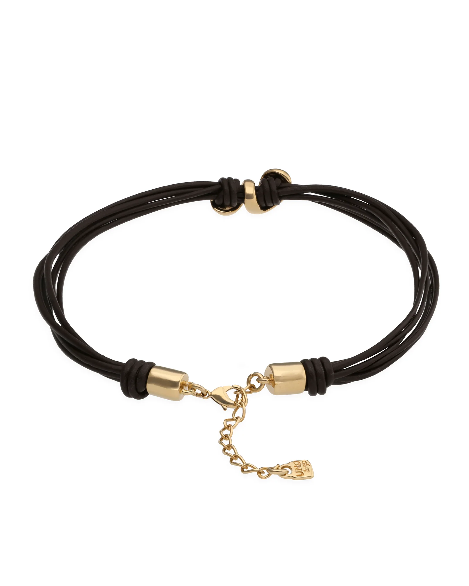 UNOde50 Medula Gold Short Leather Cord Necklace - Image 2