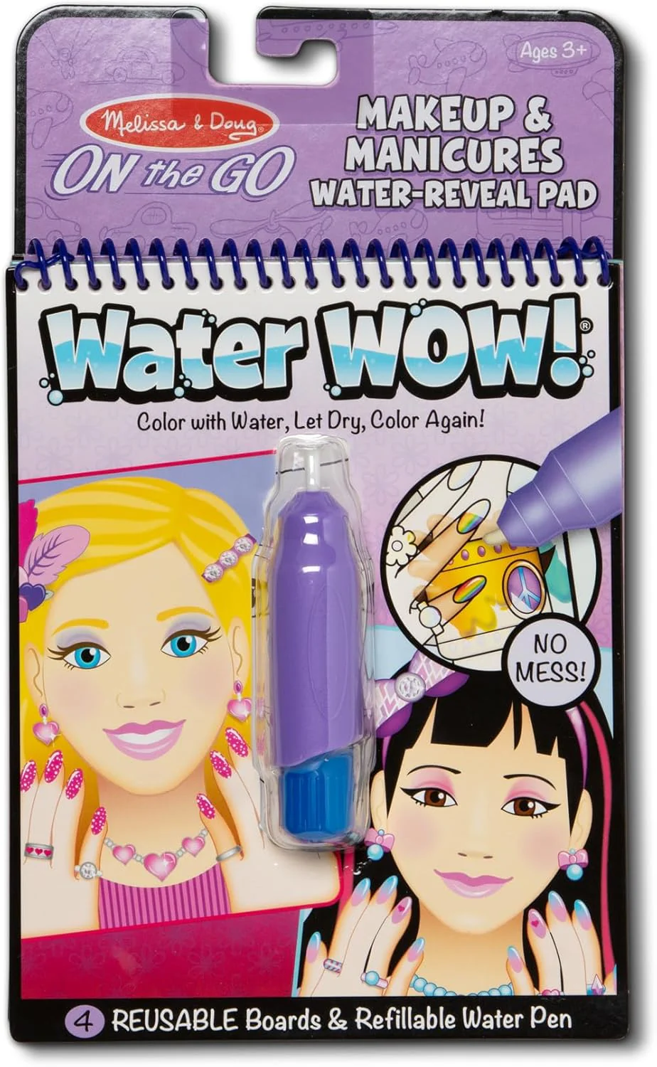 Melissa & Doug On the Go Water Wow! Reusable Water-Reveal Activity Pad - Makeup and Manicures
