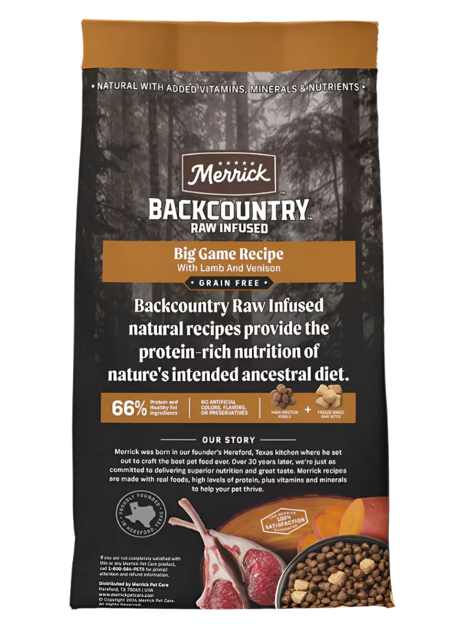 Merrick Backcountry Raw Infused Big Game Recipe Grain-Free Dry Dog Food - 20lbs. - Image 2