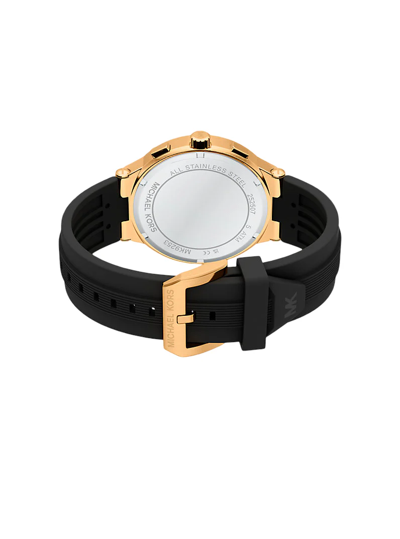 Michael Kors Mens Oversized Billie Gold-Tone and Silicone Watch - Image 4