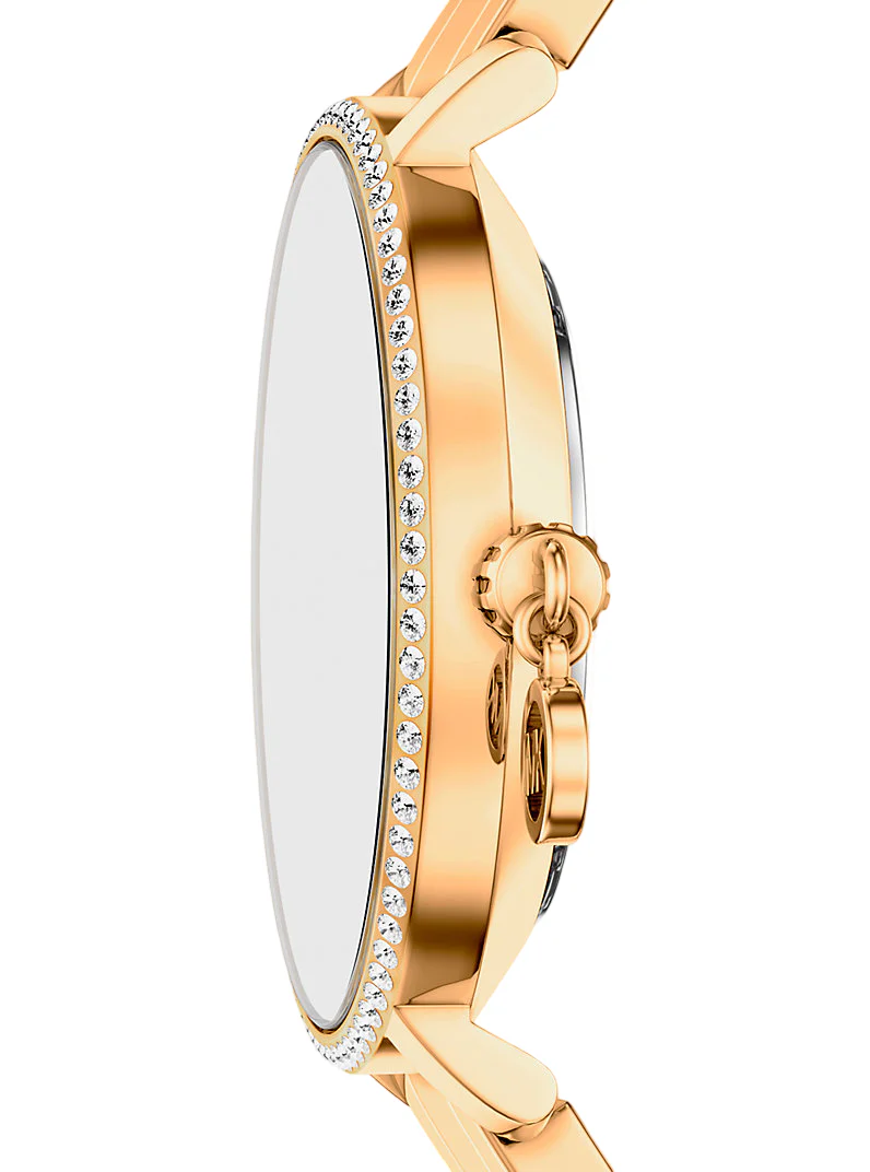 Michael Kors Womens Mini Pyper Pave Gold-Tone Watch - Image 2