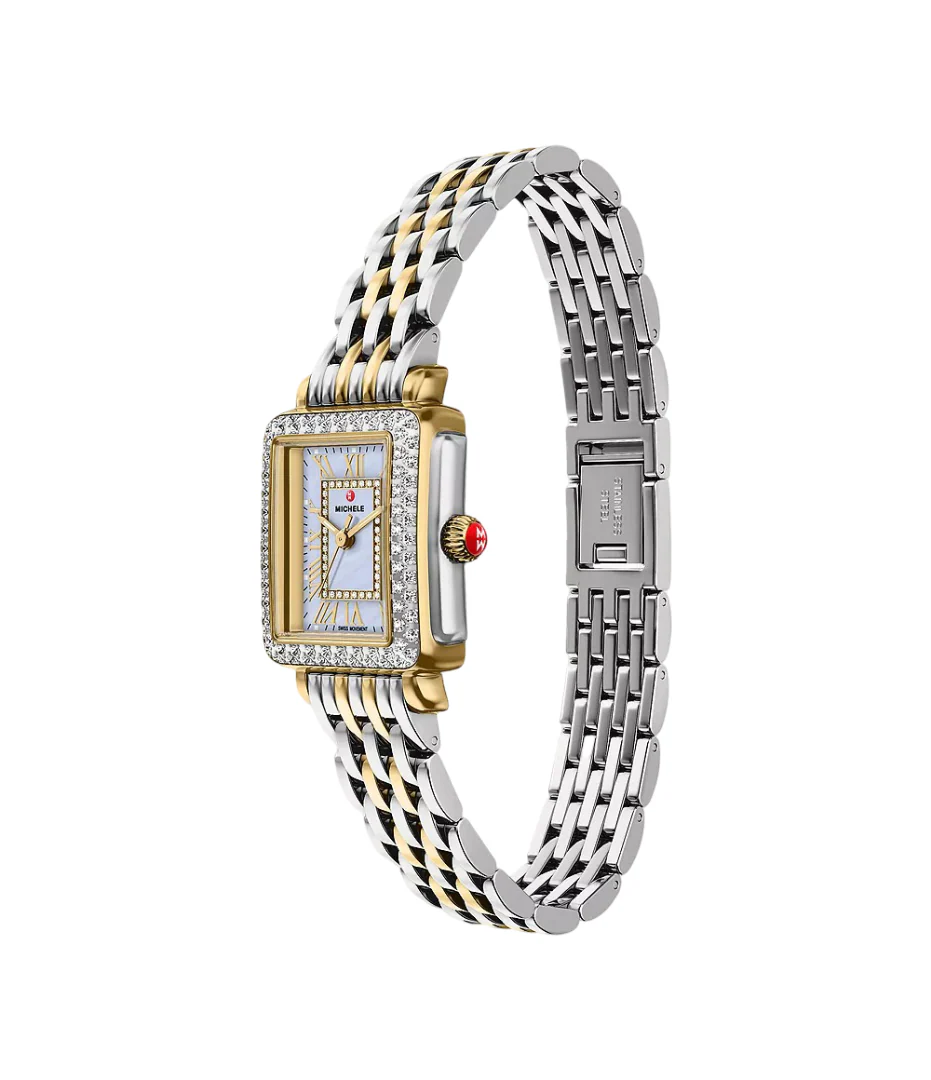 Michele Deco Madison Mini Diamond Two-Tone 18K Gold-Plated Watch - Image 6