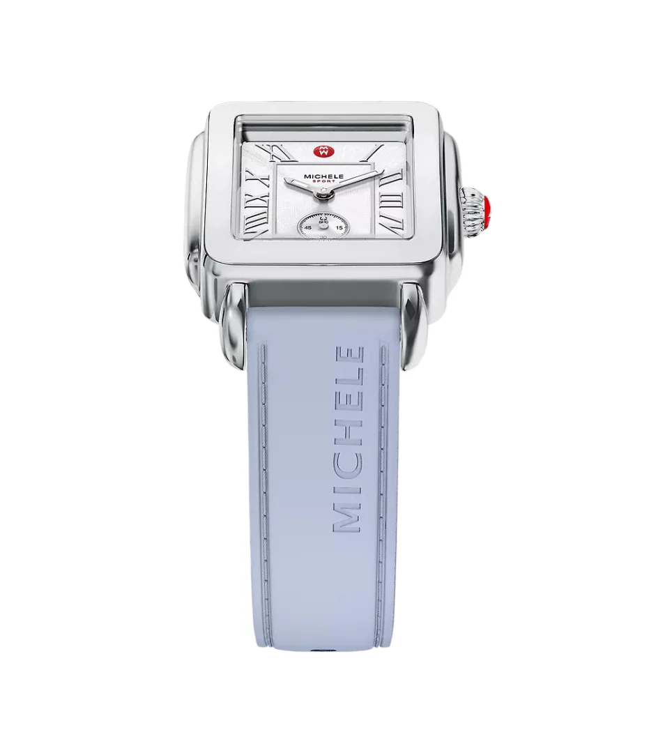 Michele Deco Sport Mid Stainless Steel Pastel Blue Silicone Watch - Image 4
