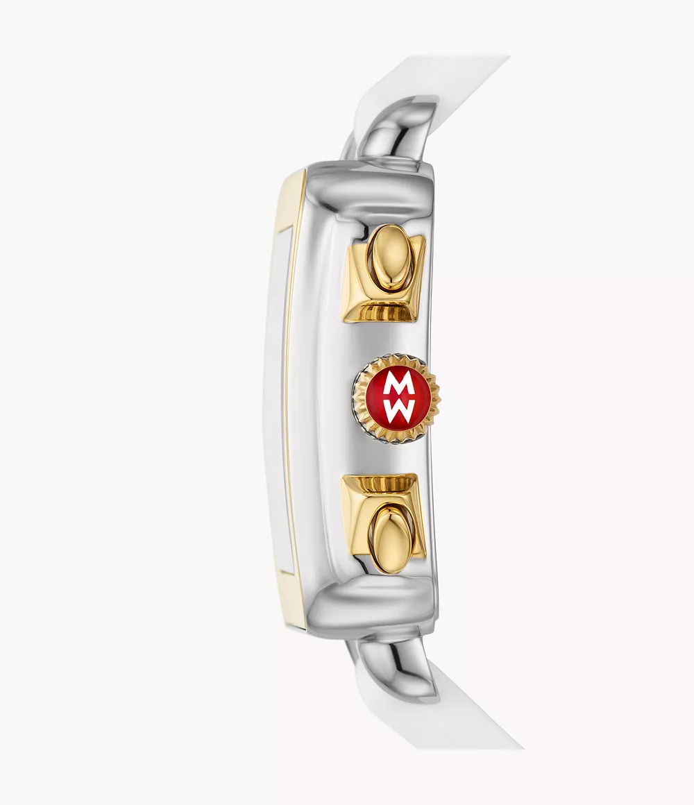 Michele Deco Sport Chronograph Gold-Tone White Silicone Watch - Image 3