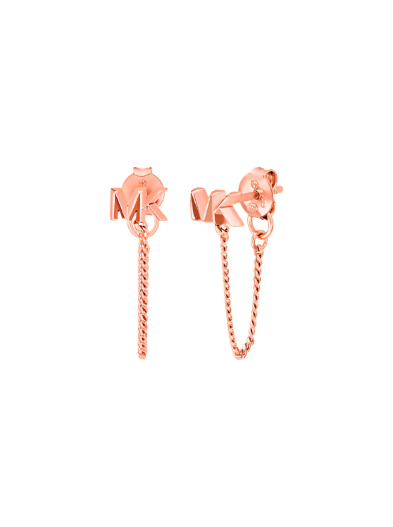 Michael Kors Rose Gold-Plated Mini MK Chain Earrings