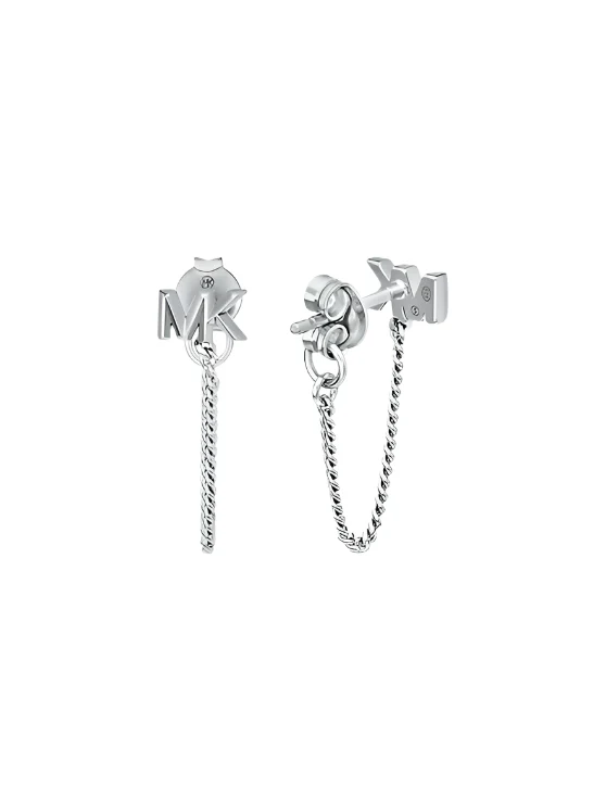 Michael Kors Silver-Plated Mini Mk Chain Earrings - Image 2