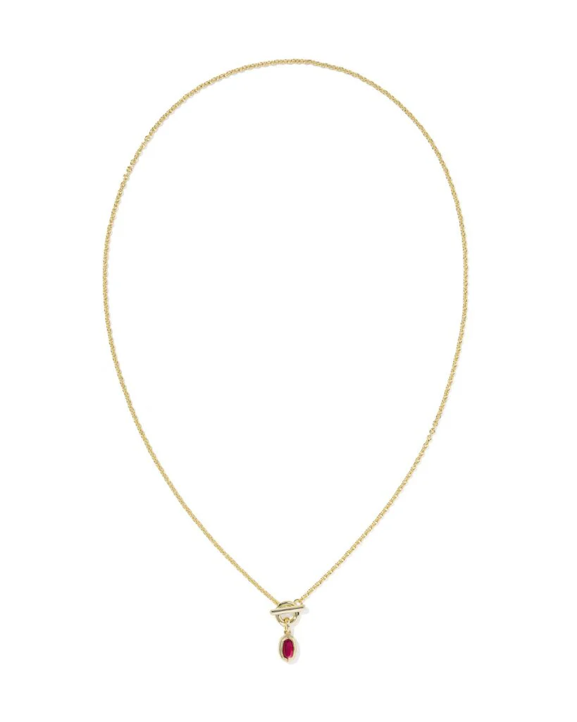Kendra Scott Mini Elisa Toggle Short Pendant Necklace - Carmine Red Illusion - Image 2
