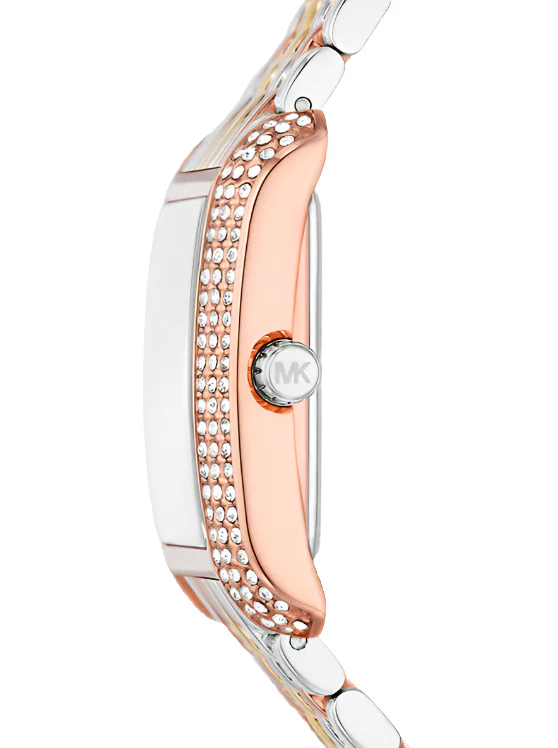 Michael Kors Womens Petite Emery Pavé Tri-Tone Watch - Image 2