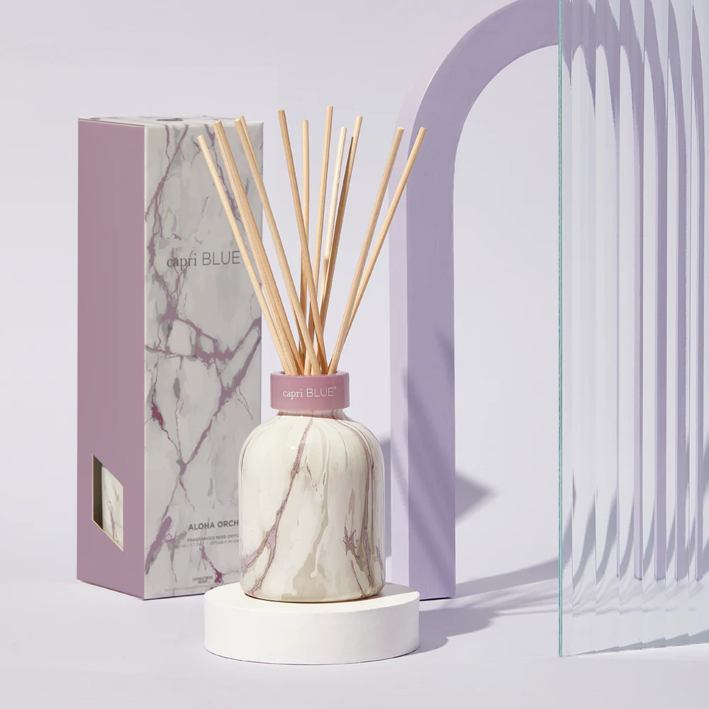 Capri Blue Aloha Orchid Modern Marble Petite Reed Diffuser - 5.7 fl oz. - Image 2
