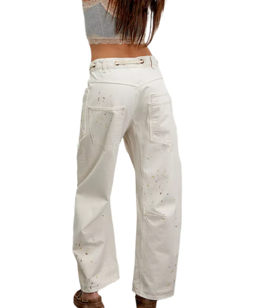 Free People Womens We The Free Moxie Pull-On Barrel Jeans - Image 2