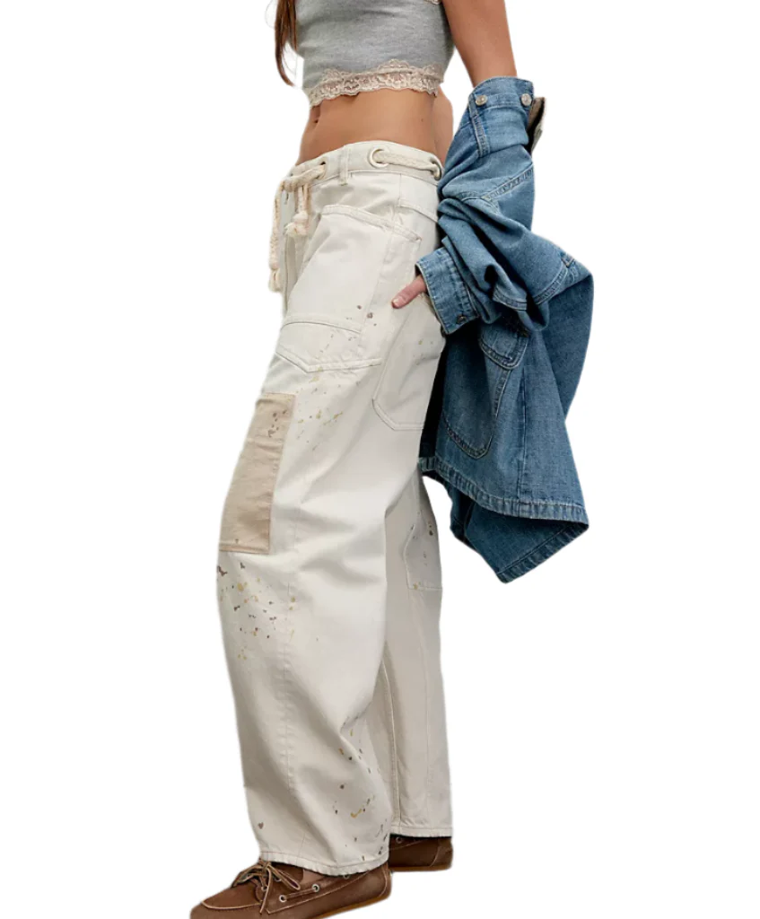 Free People Womens We The Free Moxie Pull-On Barrel Jeans - Image 3