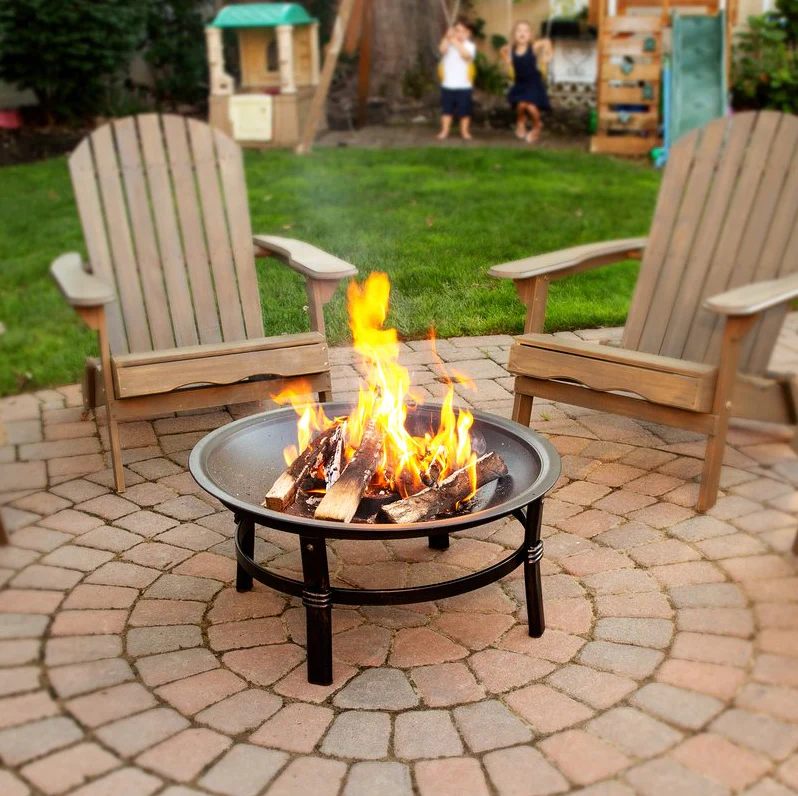 Mr. Bar-B-Q Round Brushed Copper Wood Burning Outdoor Fire Pit - Image 3