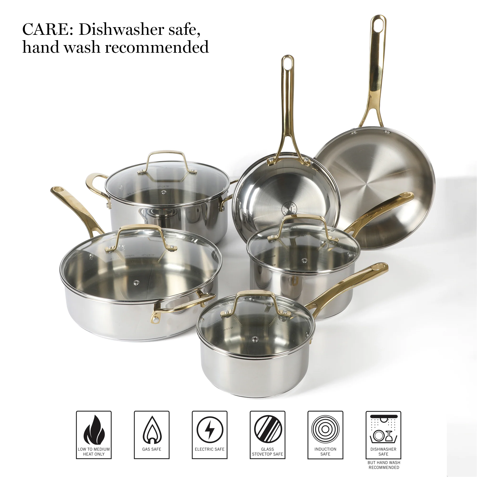 Martha Stewart Castelle Stainless Steel Non-Toxic Cookware Set - 10 Piece - Image 4