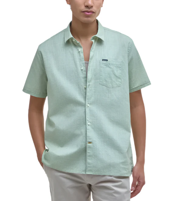 Barbour Mens Pigment Dye Slub Regular Short Sleeve Shirt - Image 2