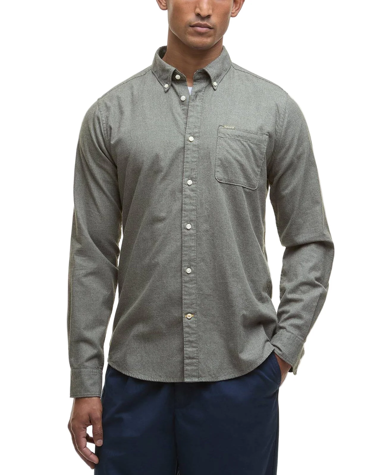 Barbour Mens Huntly Houndstooth Tailored Long Sleeve Shirt - Image 2