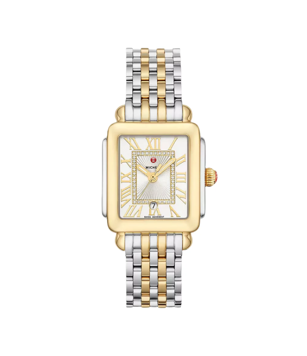 Michele Deco Madison Mid Two-Tone 18K Gold-Plated Diamond Dial Watch