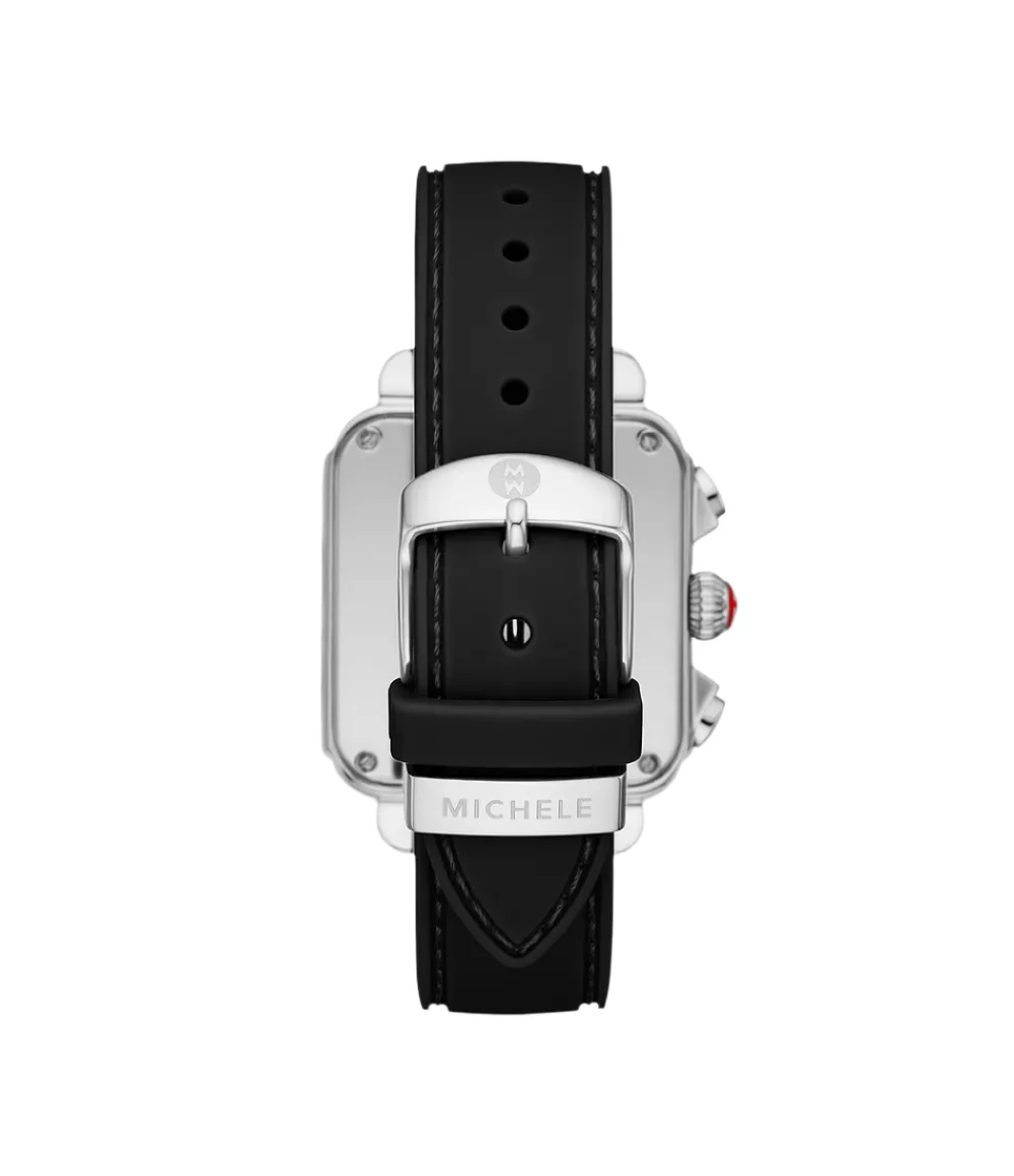Michele Deco Sport Chronograph Stainless Steel Black Silicone Watch - Image 3