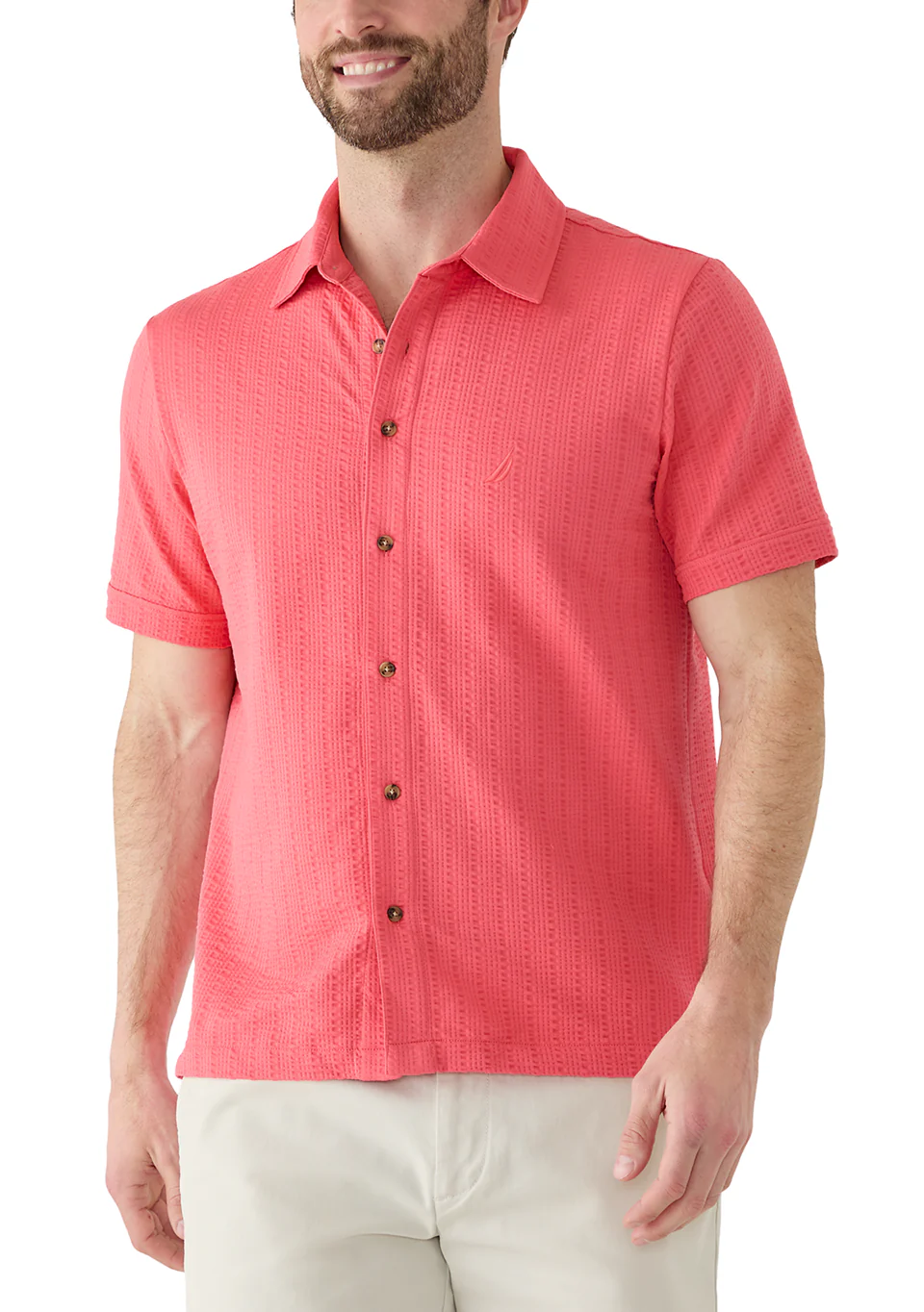 Nautica Mens Seersucker Knit Button Down Shirt - Image 2