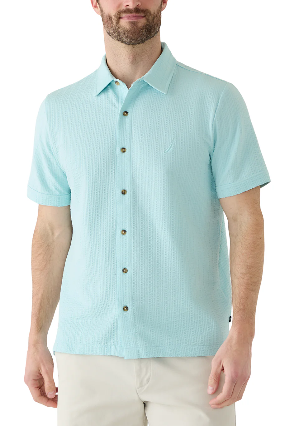 Nautica Mens Seersucker Knit Button Down Shirt - Image 3