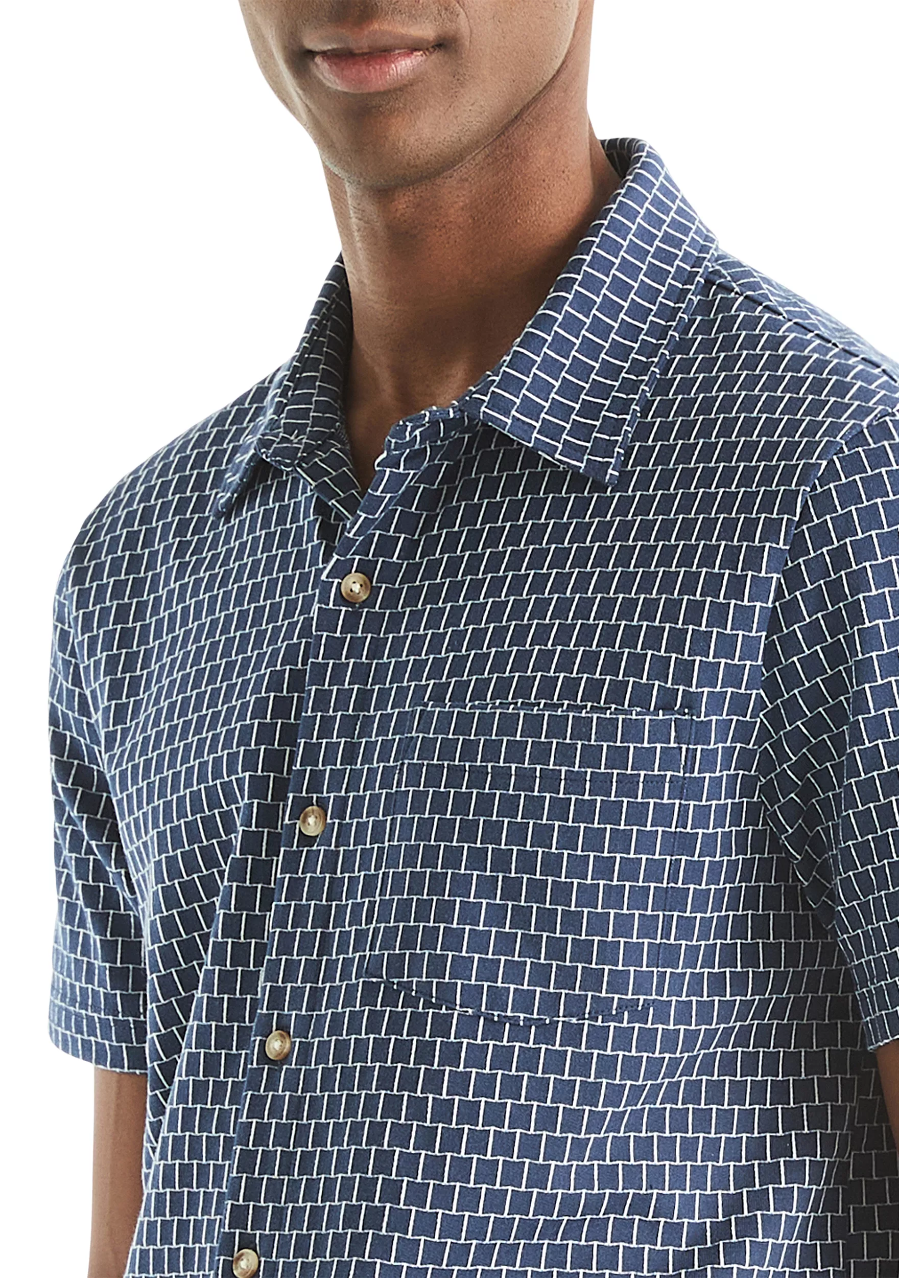 Nautica Mens Brick Pattern Short Sleeve Button Down Shirt - Image 3