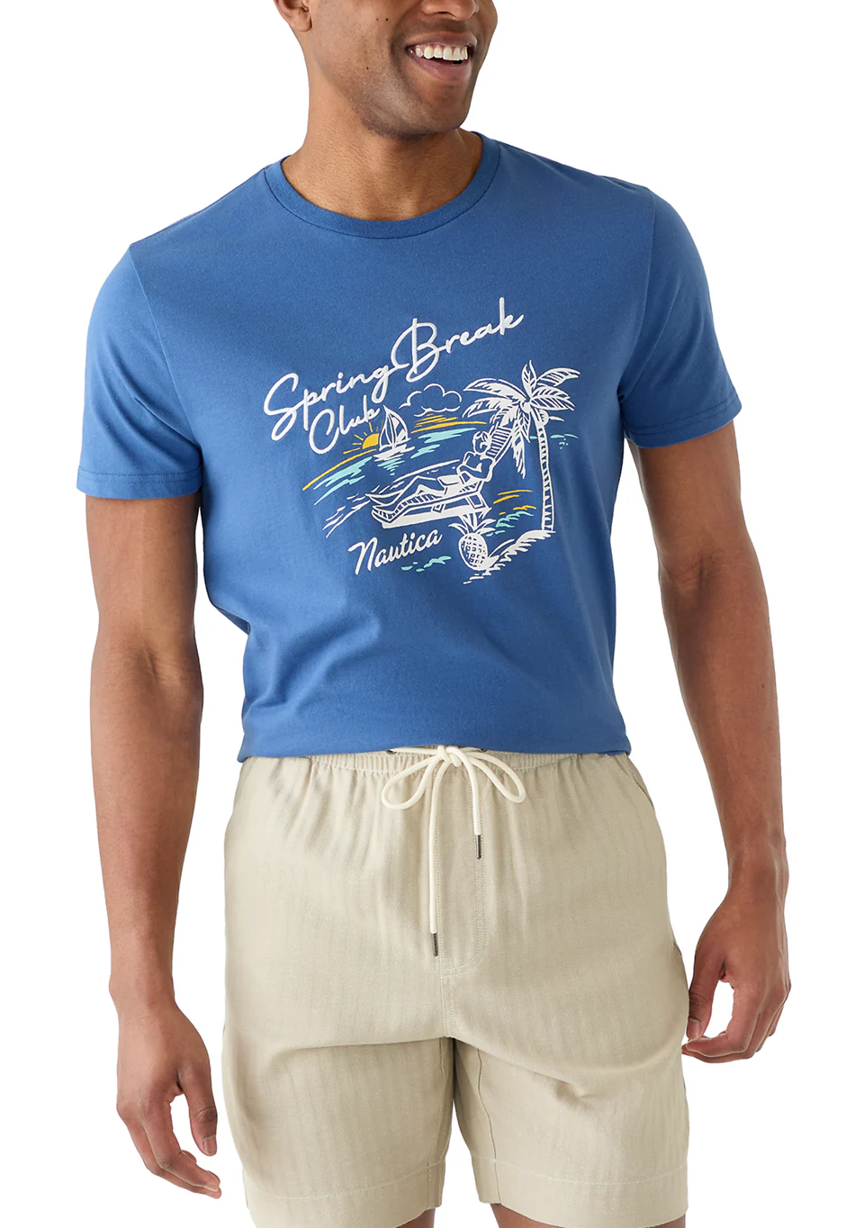 Nautica Mens Sustainably Crafted Spring Break Graphic Short Sleeve T-Shirt