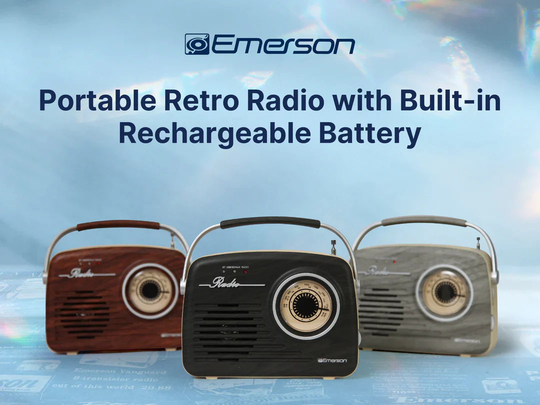 Emerson Portable Retro Radio with Built-In Rechargeable Battery - Image 14