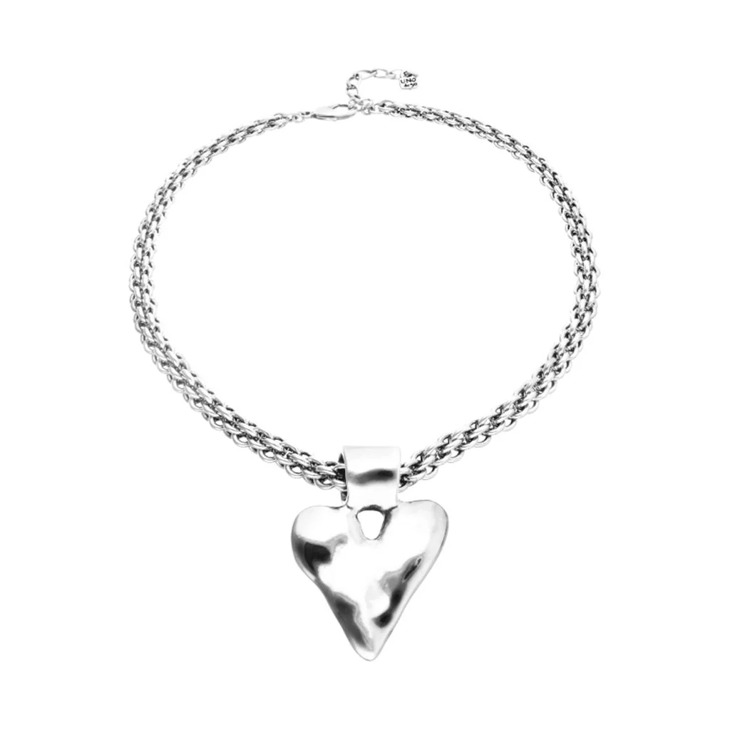 UNOde50 Silver Thick Chain Big Heart Pendant Necklace - Image 2
