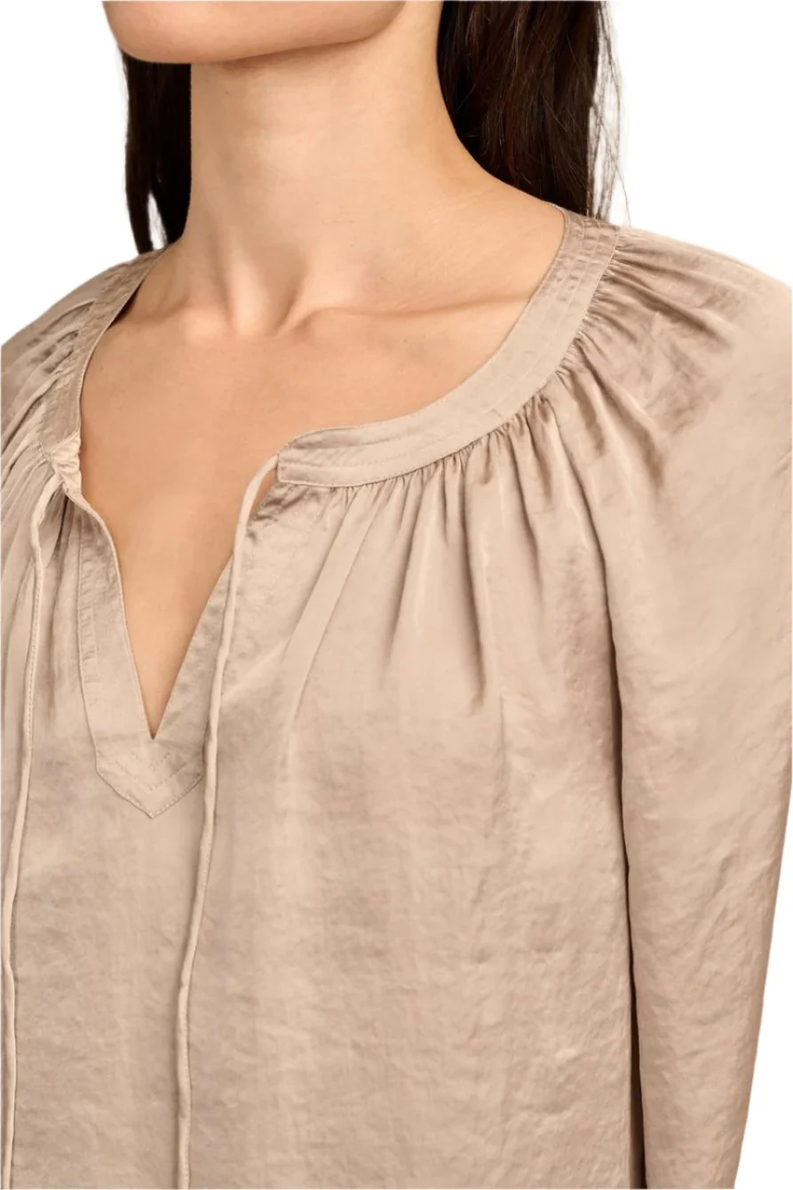 Lucky Brand Womens Notch Neck Peasant Long Sleeve Top - Image 2