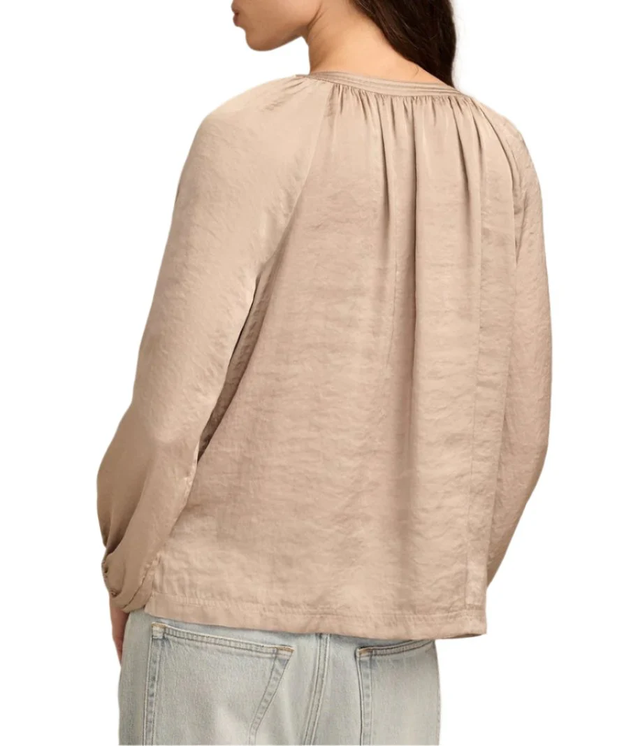Lucky Brand Womens Notch Neck Peasant Long Sleeve Top - Image 3