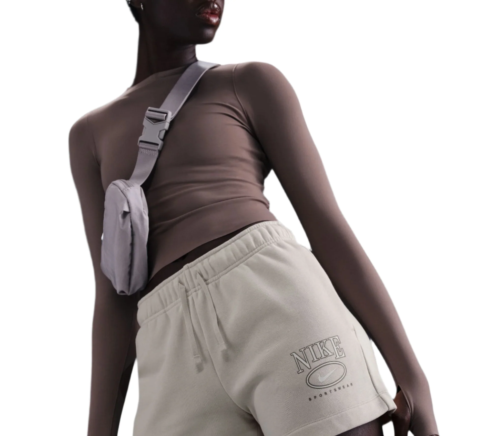Nike Womens Sportswear Club Fleece Mid-Rise 4" Graphic Shorts - Image 3