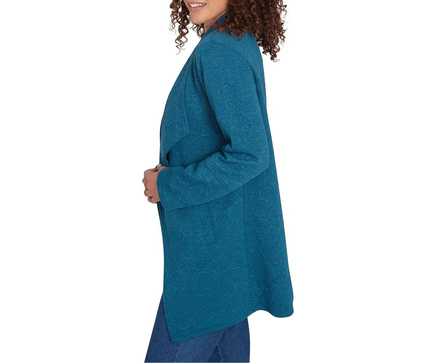 Ruby Rd. Womens Winter Scroll Quilted Knit Jacket - Image 3