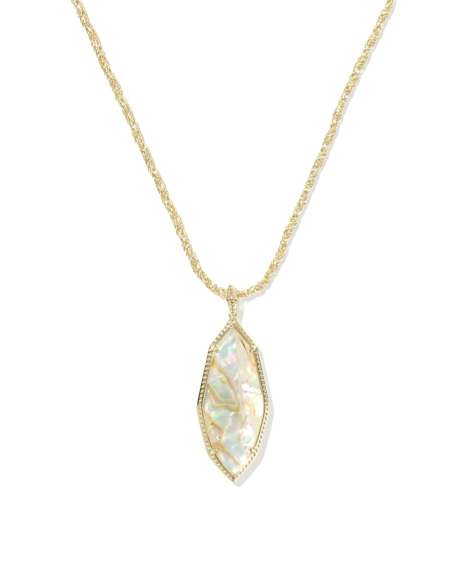 Kendra Scott Ophelia Gold Large Long Pendant Necklace - Iridescent Abalone