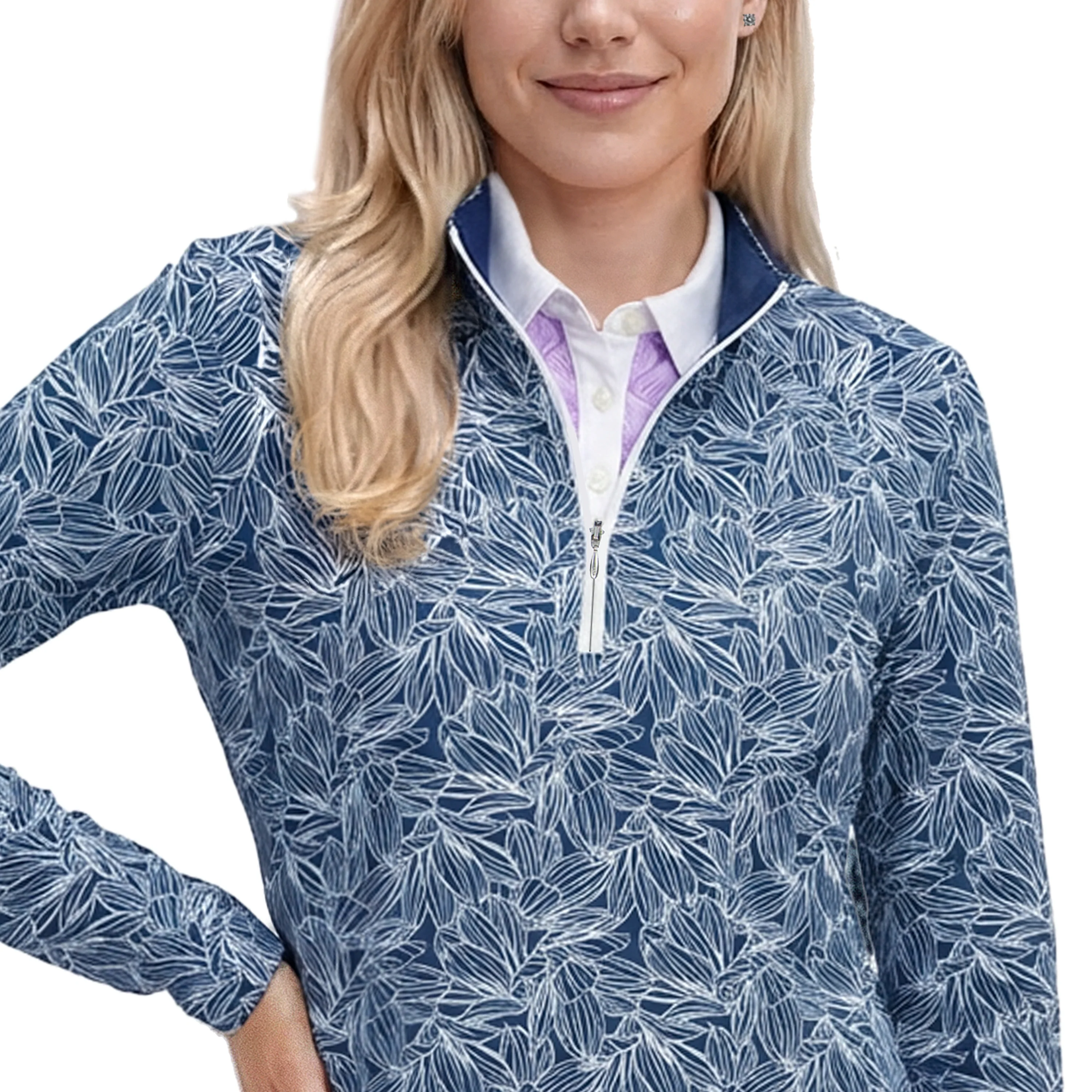 IZOD Womens Paloma Printed 1/4 Zip Pullover Sweatshirt - Image 5