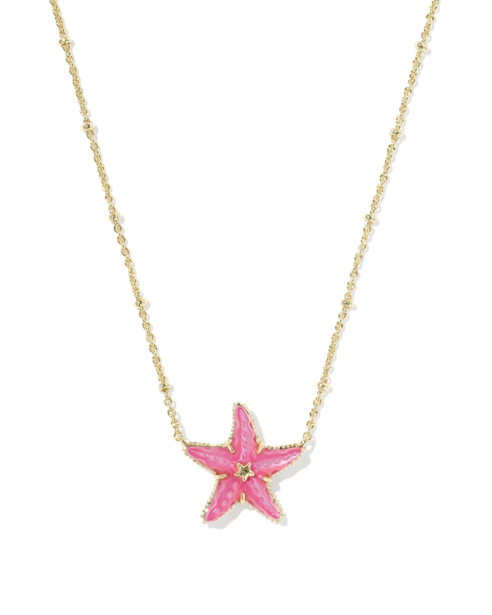 Kendra Scott Parker Starfish Gold Short Pendant Necklace - Bright Pink Mother Of Pearl