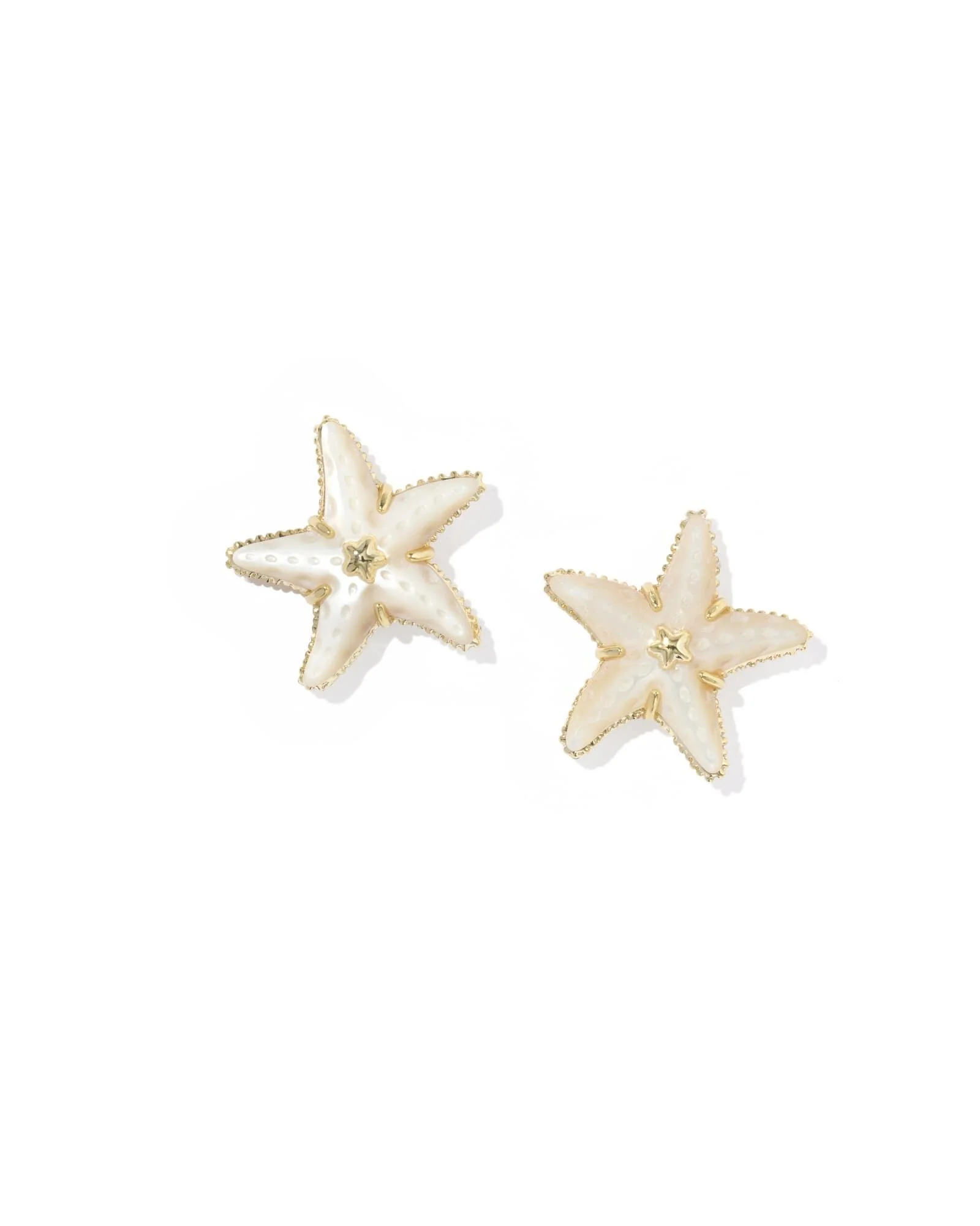 Kendra Scott Parker Starfish Gold Stud Earrings - Natural Mother Of Pearl