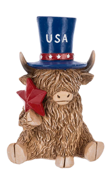 Ganz Patriotic Highland Cow Figurines - Set Of 2 - Image 3