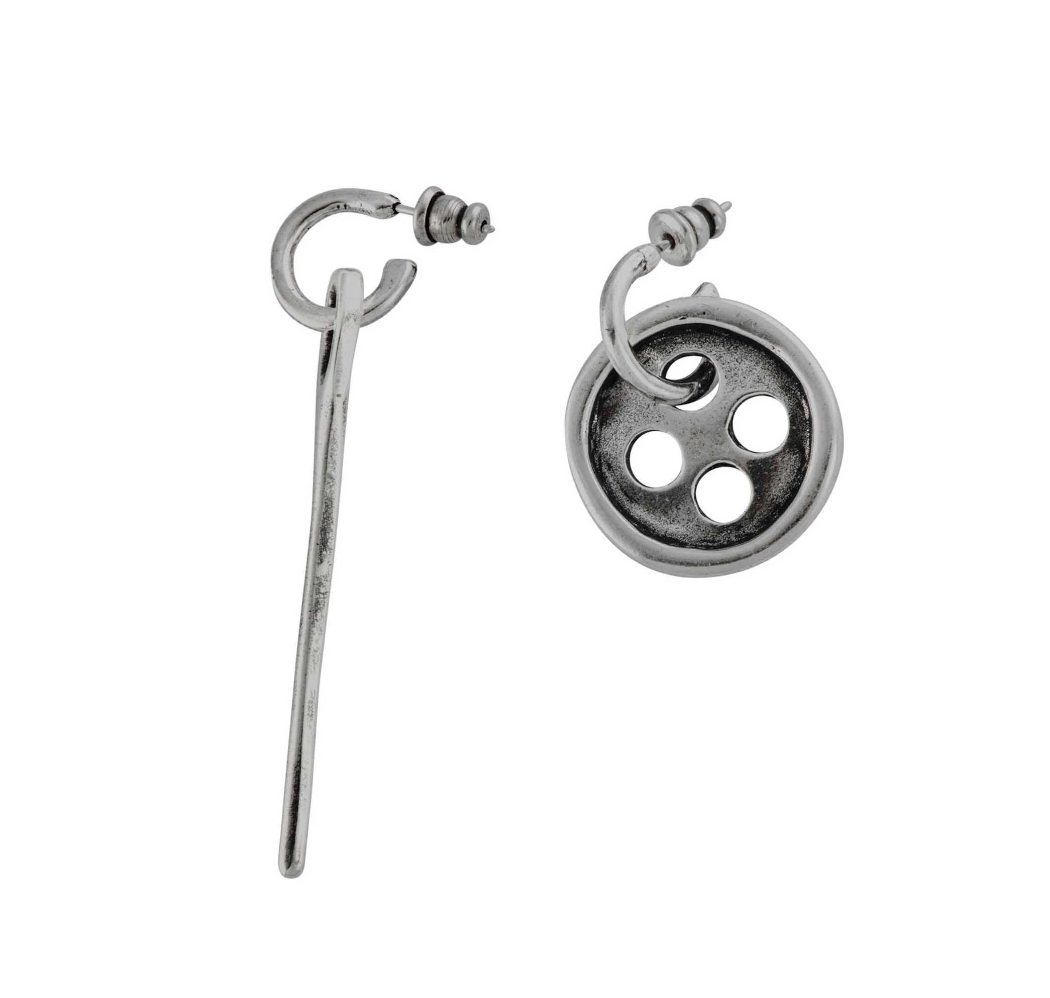 UNOde50 Silver-Plated Needle And Button Earrings - Image 2