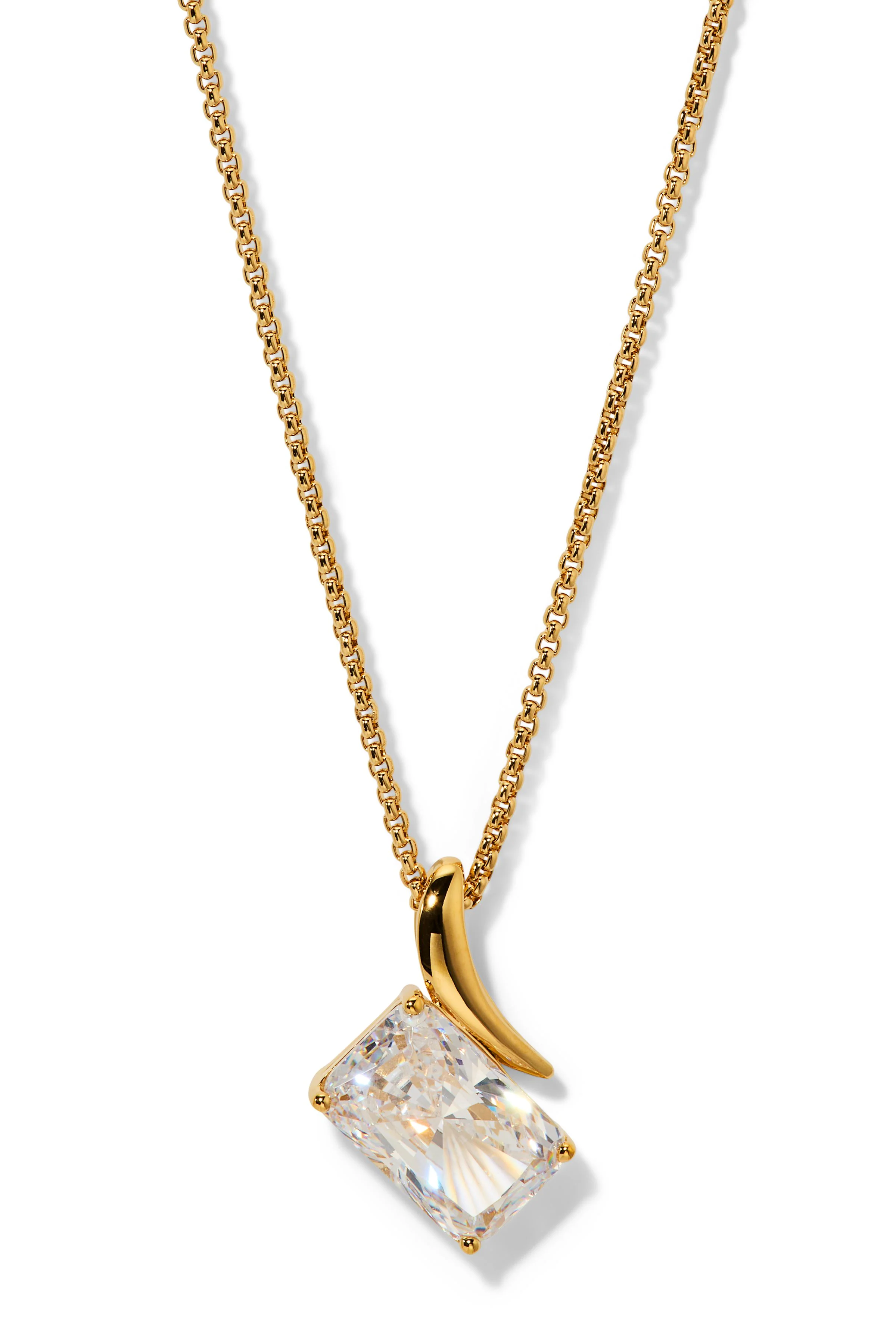 Nadri Gold Emerald Cut Cubic Zirconia Pendant Necklace
