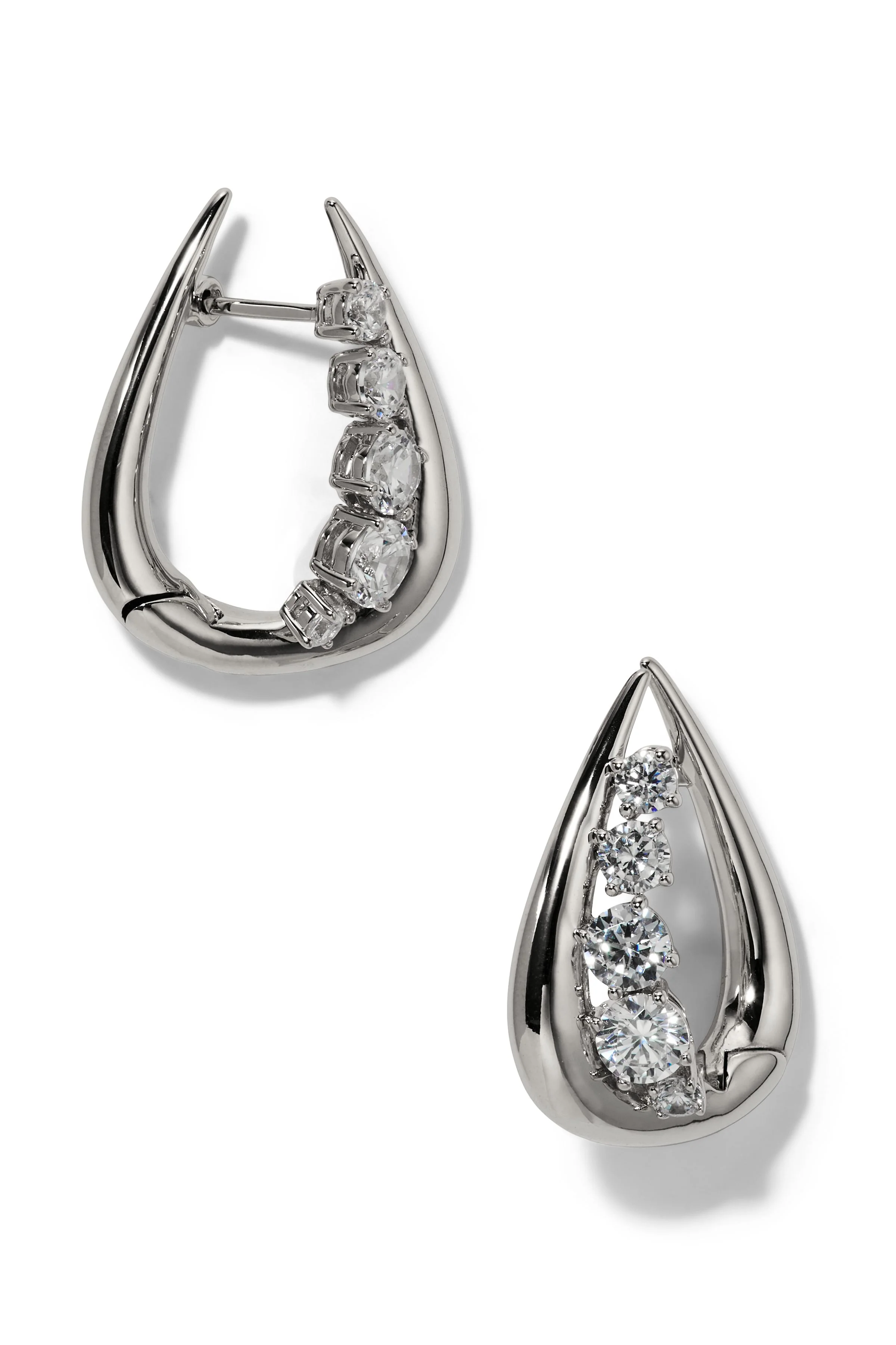 Nadri Phenom Silver Huggie Earrings